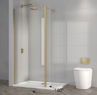 TAILORED T18 800mm BRUSHED BRASS WETROOM PANEL, 7031 TAILORED T18 800mm BRUSHED BRASS WETROOM PANEL, 7031